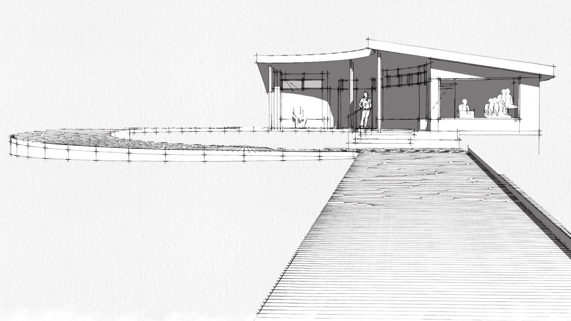 Fjordbadet skitse af Reinholdt Rud